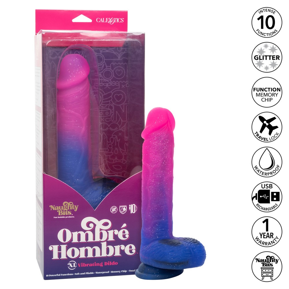 Naughty Bits Ombre Hombre XL Vibrating Dildo