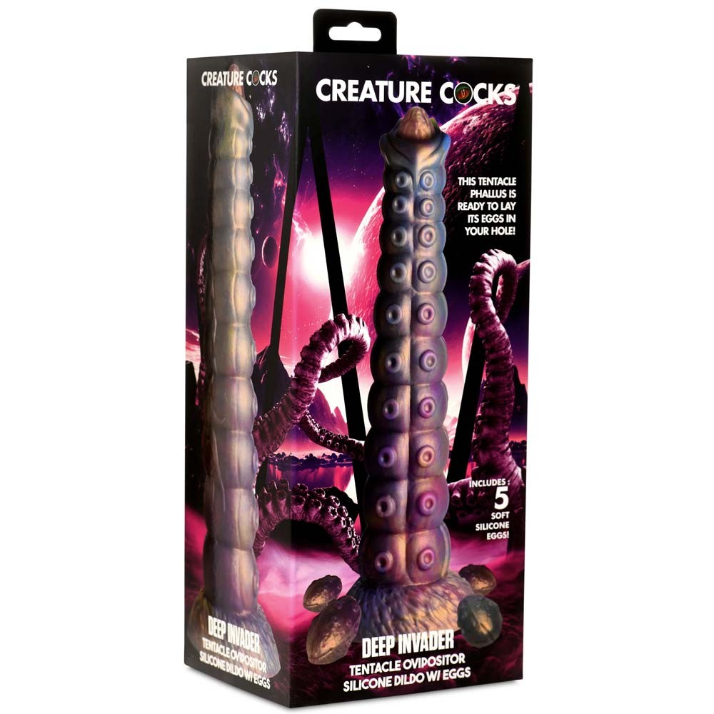 Creature Cocks Deep Invader Tentacle Ovipositor Silicone Dildo with Eggs