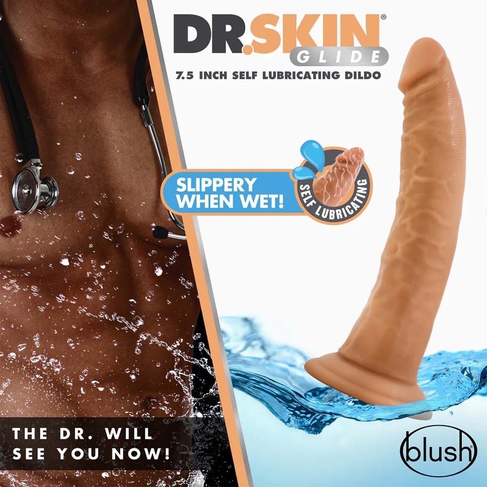 Blush Dr. Skin Glide Realistic Mocha 7.5inch Dildo ssss