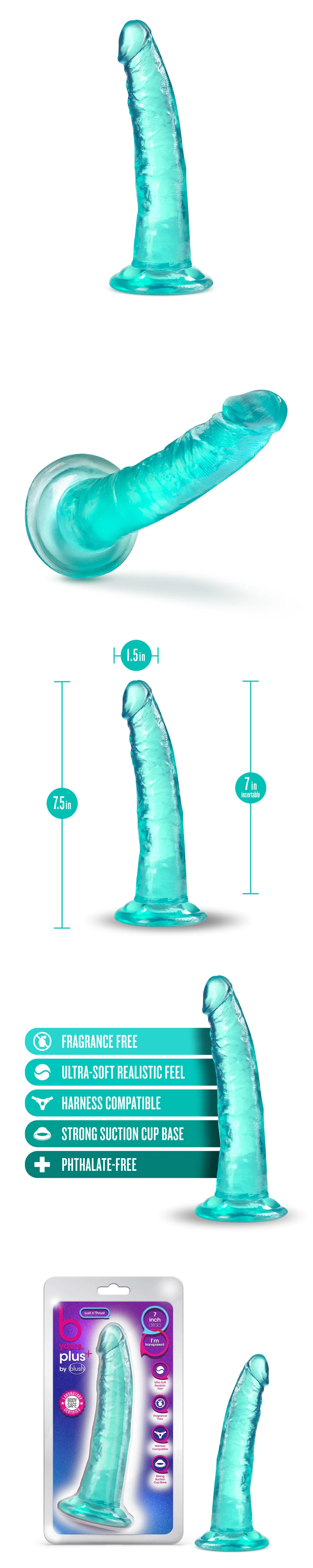 Blush B Yours Plus Realistic 7.5-Inch Clear Dildo With Suction Cup