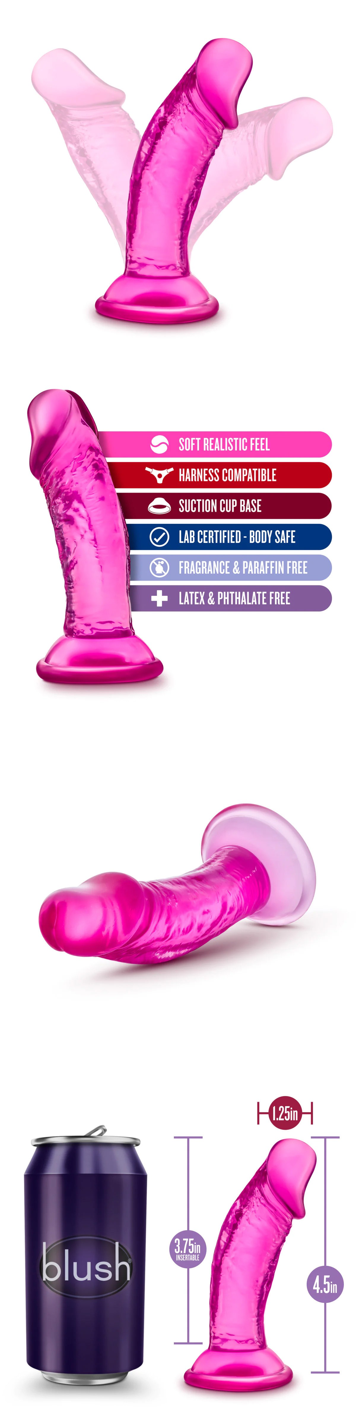 Blush B Yours Sweet N' Small Realistic Pink 4.5 Inch Dildo