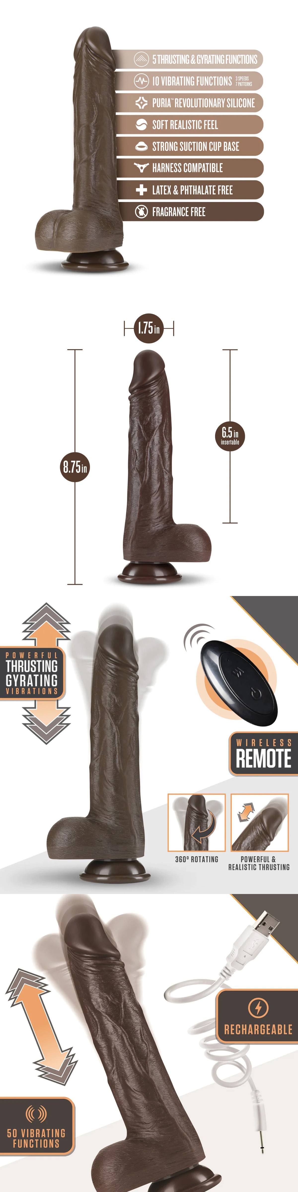 Blush Dr. Murphy Realistic Thrusting & Vibrating Dildo with Remote