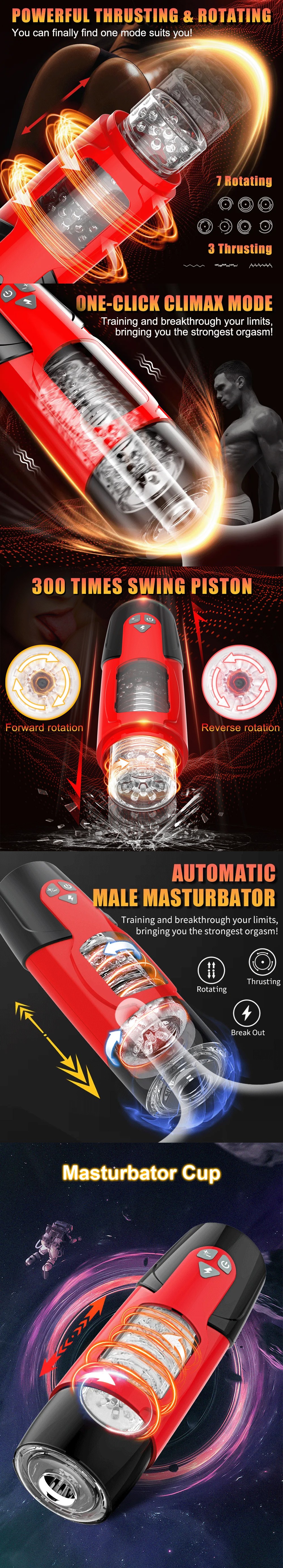 Thrusting Rotating Automatic Male Masturbator with Suction Cup