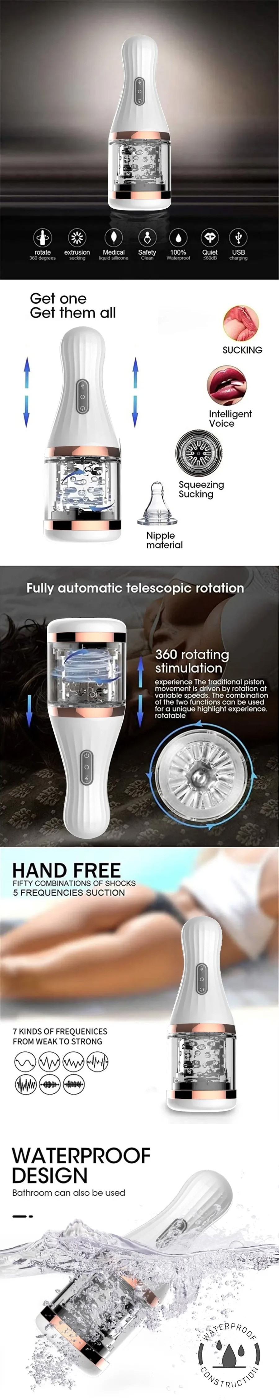 Battle Wolf Masturbator Pellet Rotating Interactive Massager 