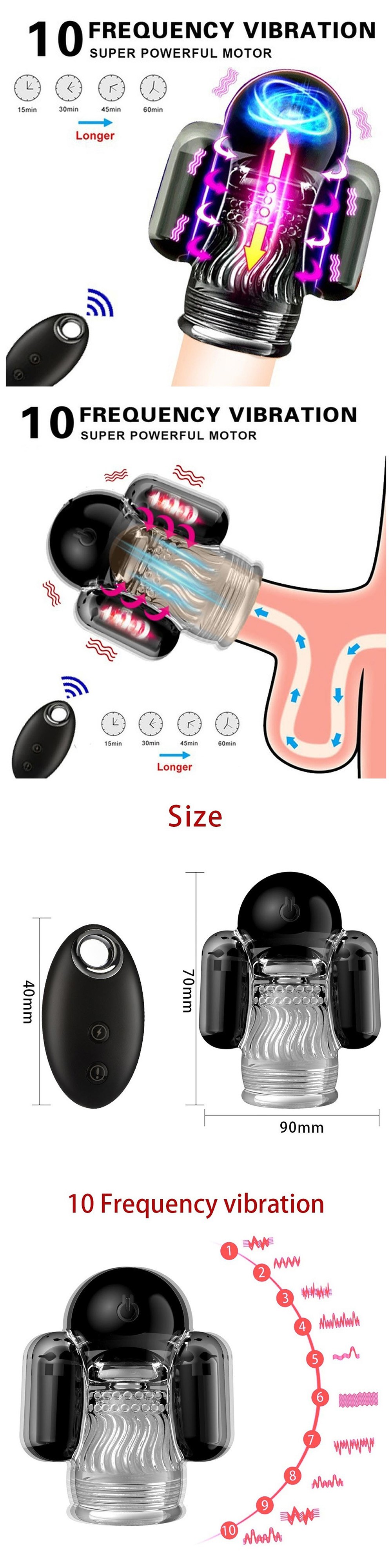 Penis Exerciser Vibrating Wireless Remote Control Male Masturbator