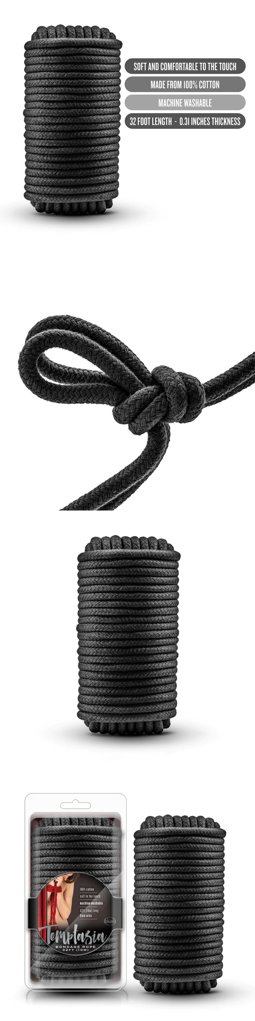 Blush Temptasia Bondage Black Rope 32 Feet
