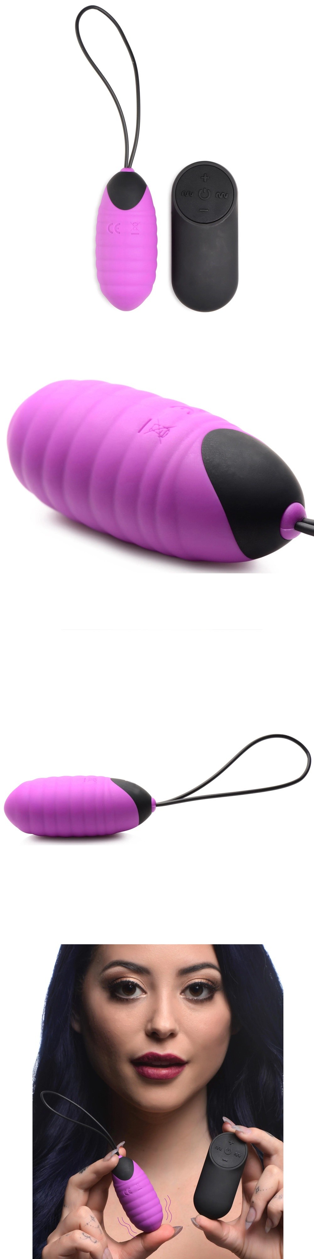28X Ribbed Silicone Egg Clit Vibrator with Remote