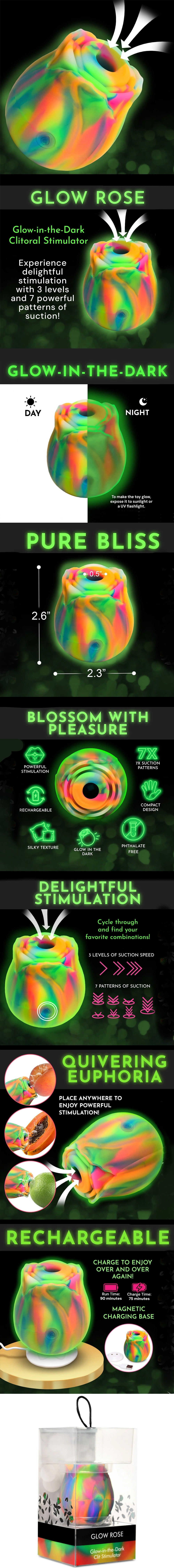 Bloomgasm Glow Rose Glow-in-the-Dark Clitoral Stimulator Rose Vibrator