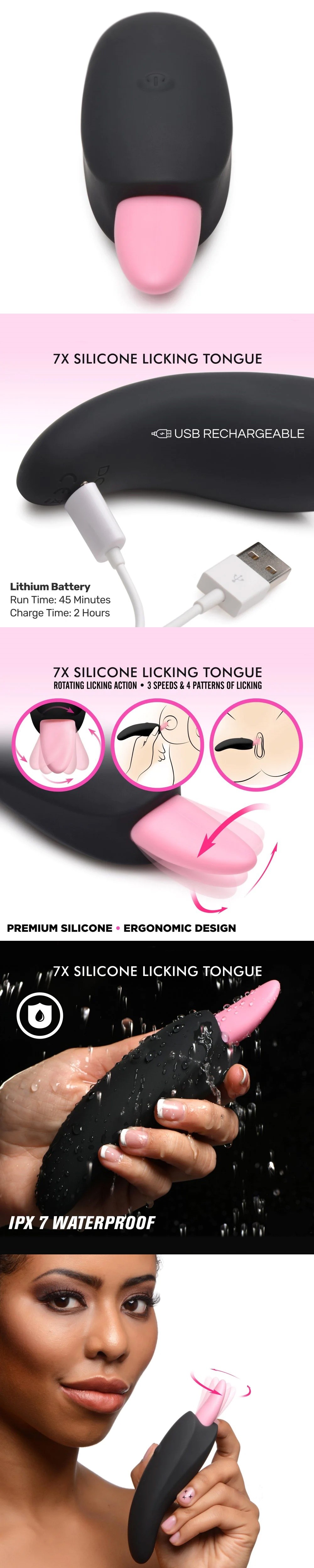 Luscious Licker 7X Silicone Licking Tongue Vibrator
