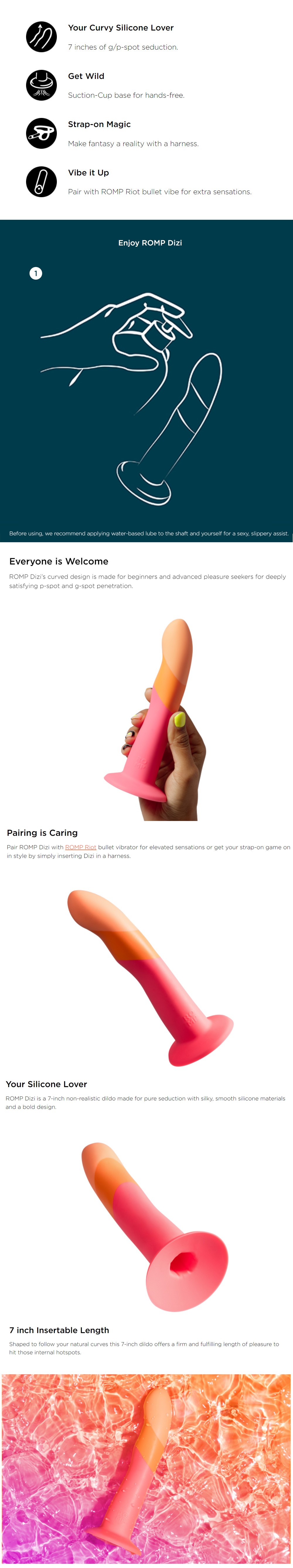 ROMP Dizi Pink Silicone Dildo with Suction Cup
