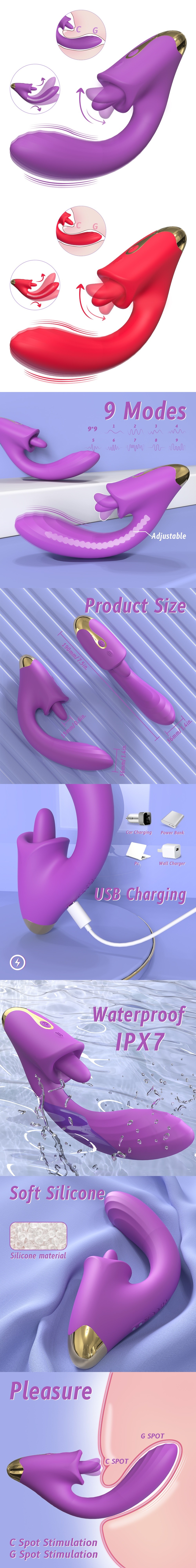 S-Hande Luxury Thrusting Vibrator with Tongue Licking