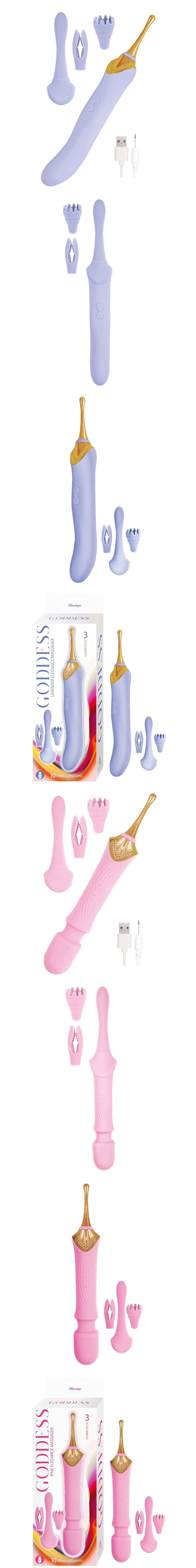 Goddess Dual Ended Clitoral Stimulator with 3 Attachments