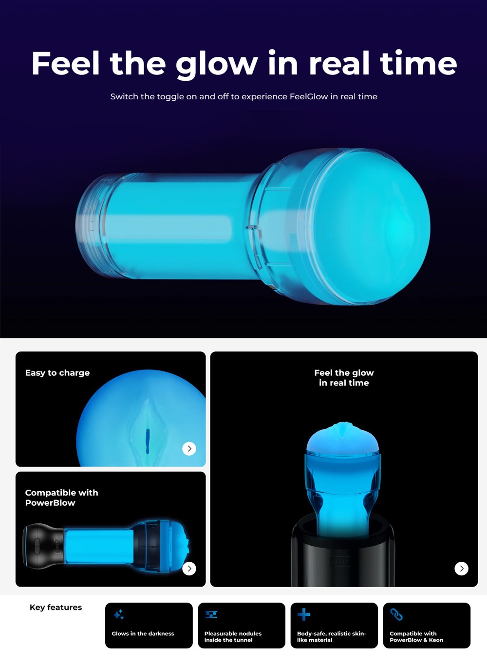 Kiiroo Penis Stroker Glow in the Dark Male Masturbator