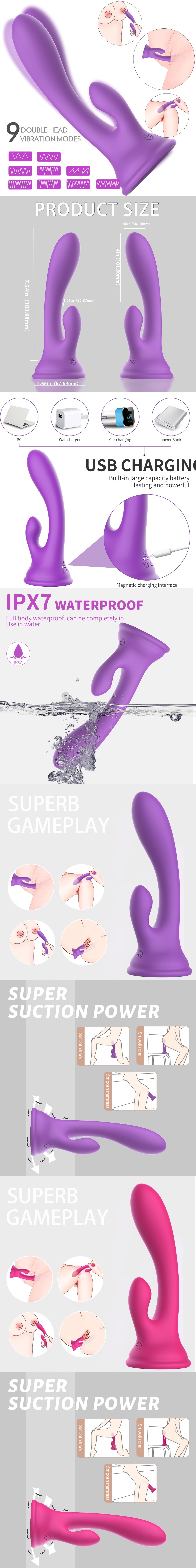 S-Hande Rabbit G Spot Vibrator Suction Cup Dildo