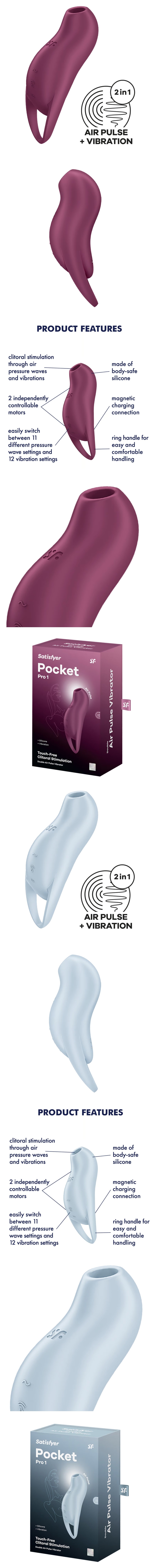 Satisfyer Pocket Pro 1 Clit Sucking Vibrator Air Pulser Toy