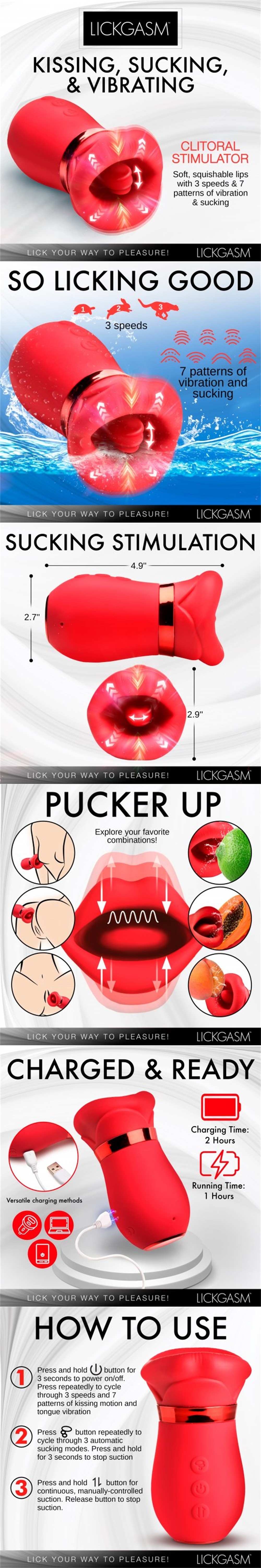 Lickgasm Kissing Sucking & Vibrating Clitoral Stimulator