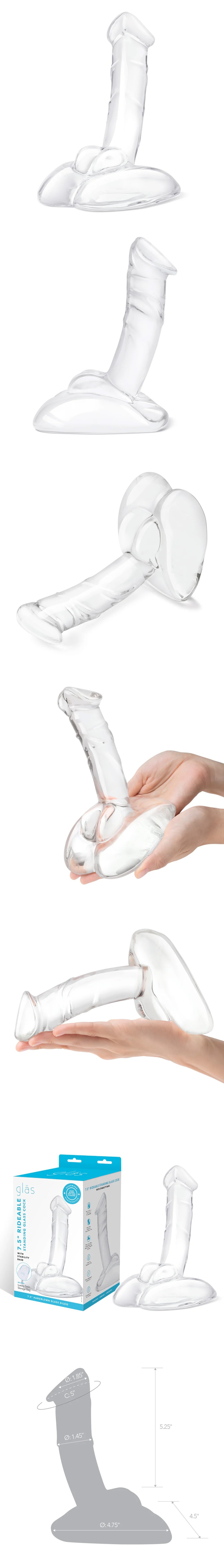 Gläs Girthy Double Sided Dong With Anal Bead Grip Handle