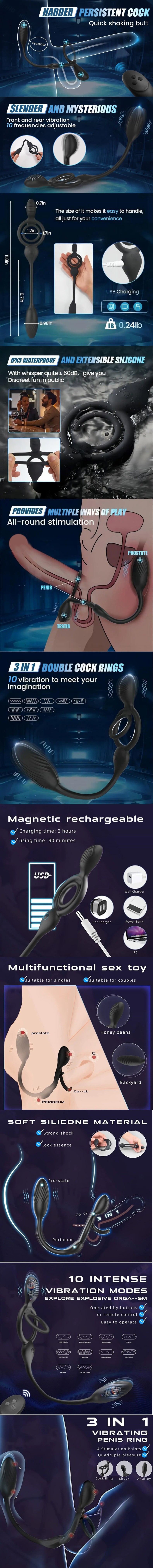 Double Ring Vibrating Egg Vibrator Cock Ring Remote Control