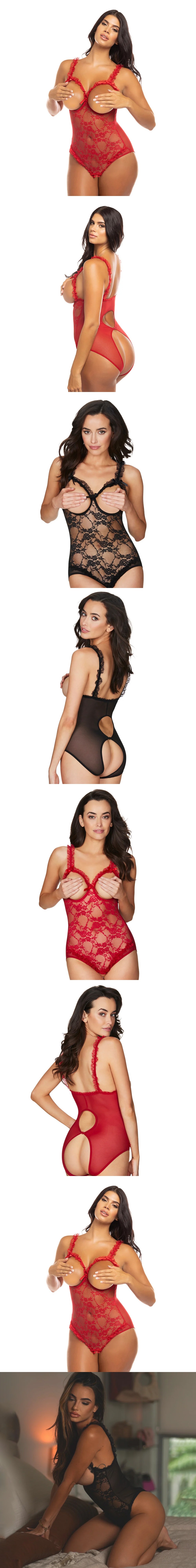 Amber Open Cup & Crotchless Lingerie Bodysuit