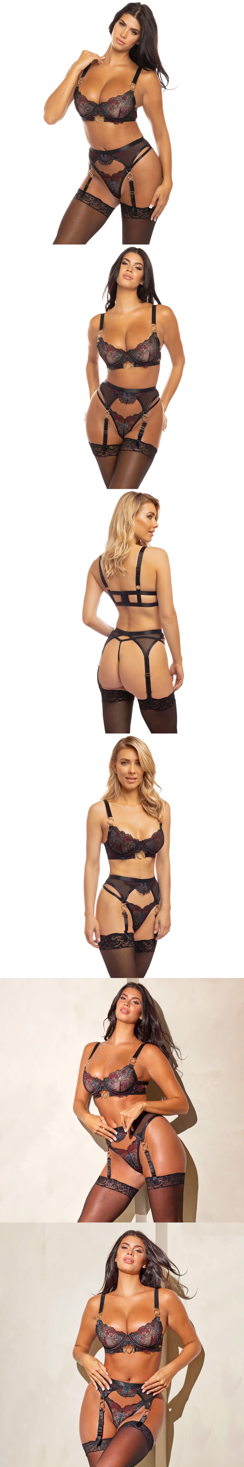 Azalea Sexy Lingerie Set 3PCS Bra & Garter Belt & G-String