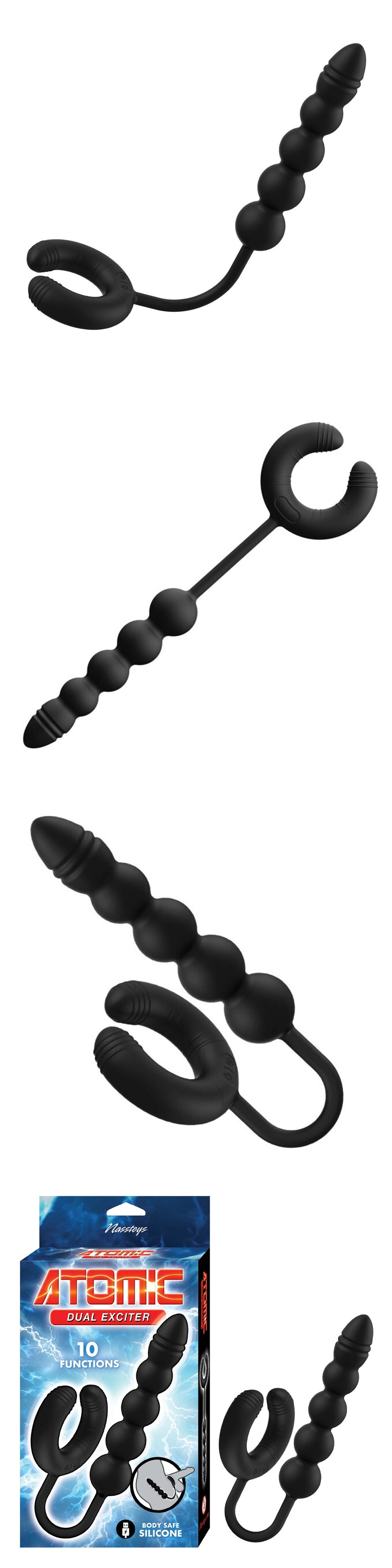 Nasstoys Atomic Dual Exciter Cock Ring with Vibrating Anal Beads