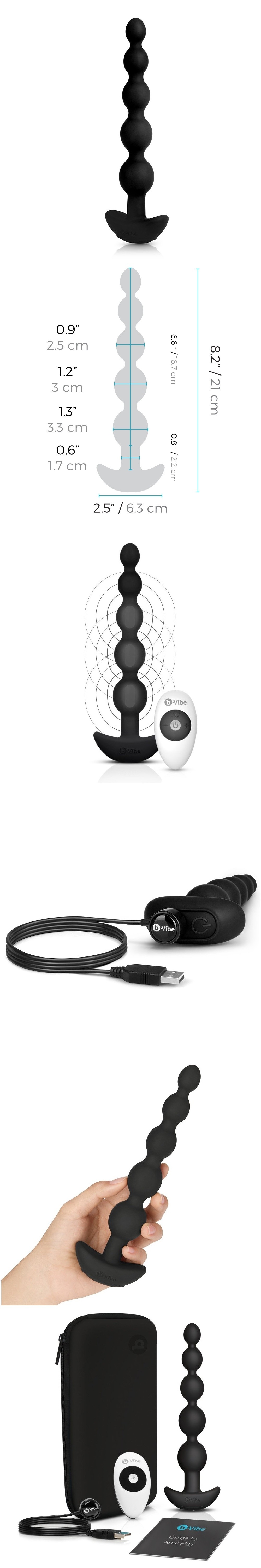 b-Vibe Cinco Vibrating Anal Beads Plug with Remote Controlled