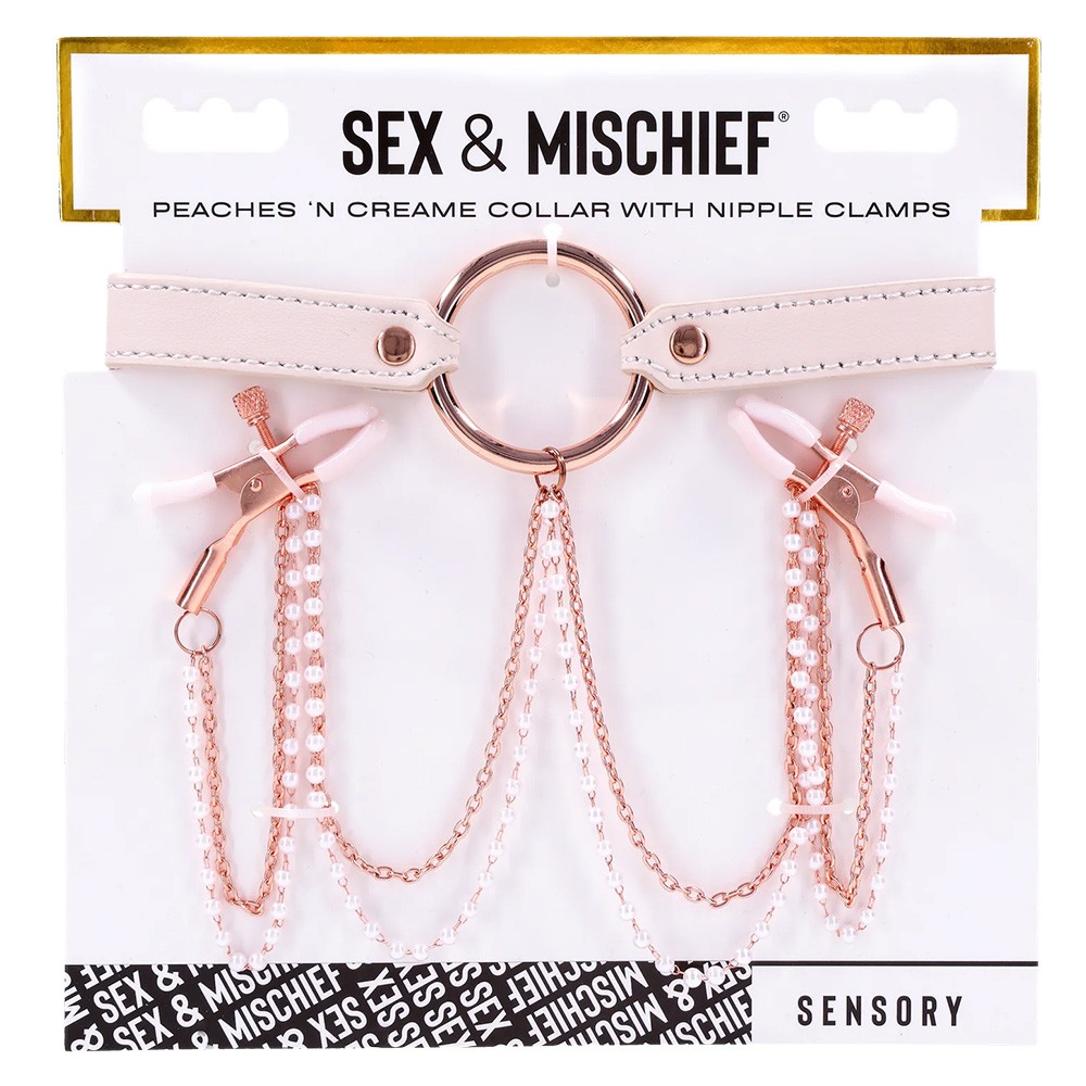 Sportsheets Peaches & CreaMe Collar with Nipple Clamps