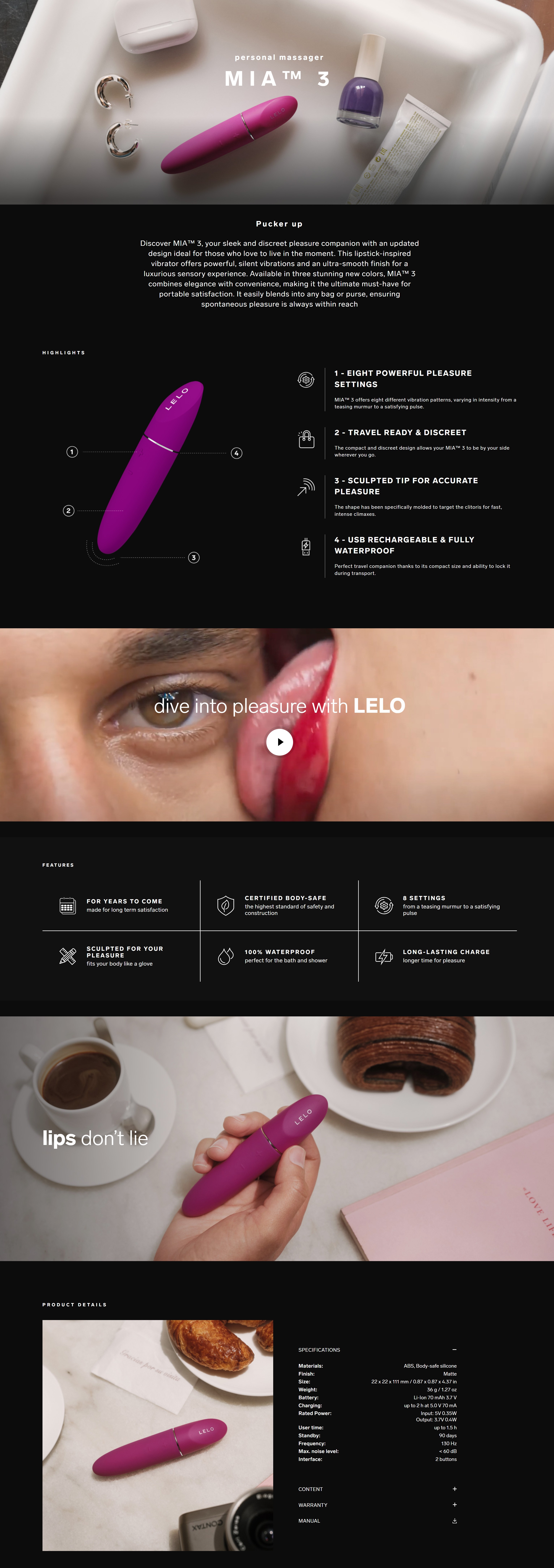 Lelo MIA 3 Lipstick Bullet Vibrator