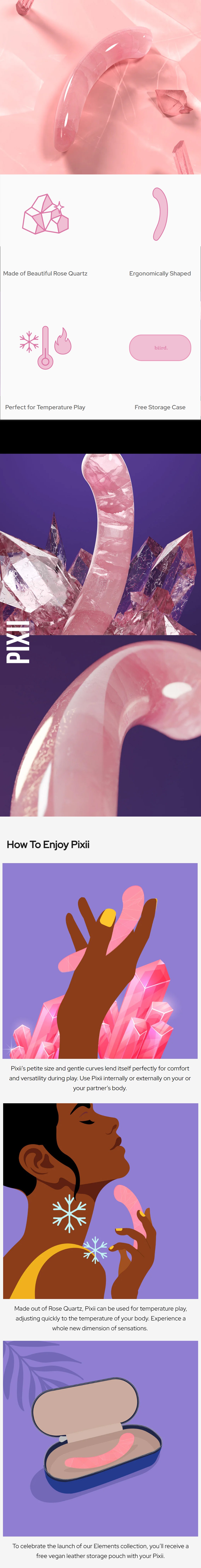 Biird Pixii Rose Quartz Crystal Dildo Sex Toys For Women