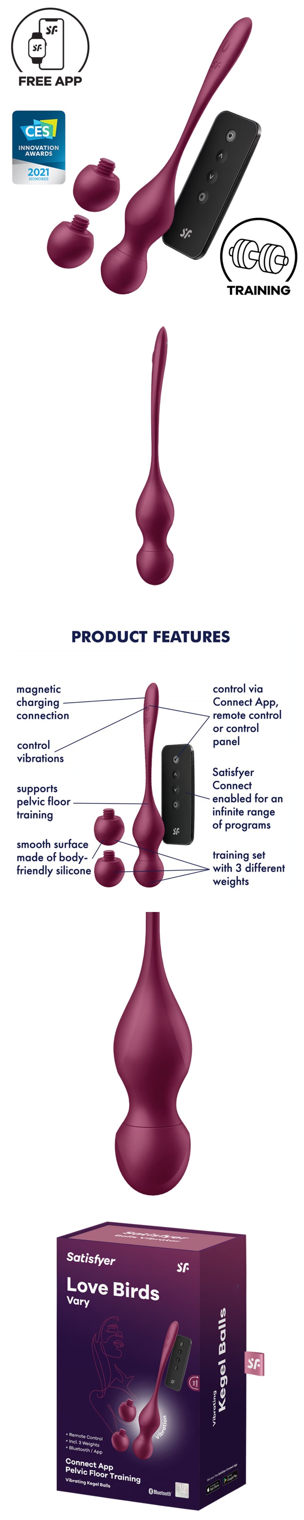 Satisfyer Love Birds Vary Connect App Vibrating Kegel Ball