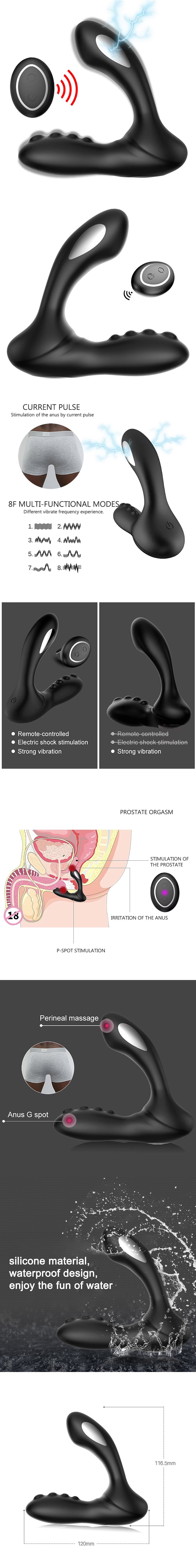 Vibrator Anal Butt Plug Electric Shock Prostate Massager