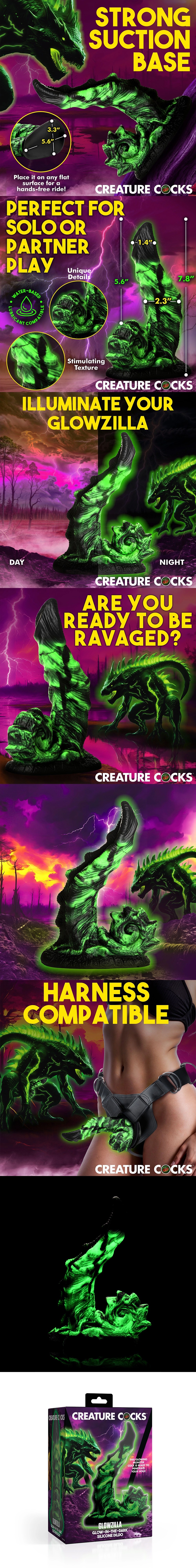 Creature Cocks Glowzilla Glow-in-the-Dark Fantasy Dildo