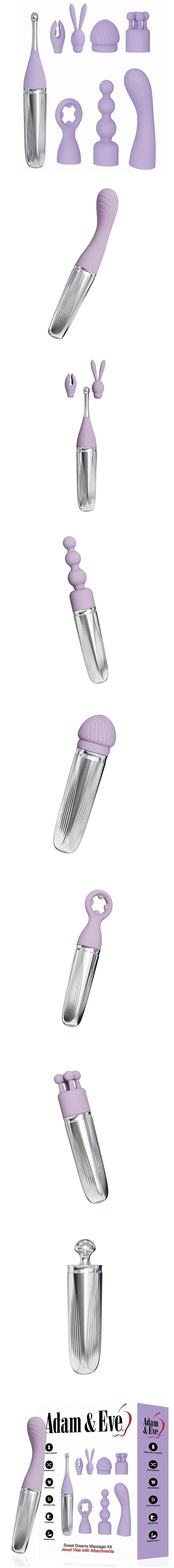 Adam & Eve Sweet Dreams G-spot & Clit Vibrator Kit with 8 Attachments