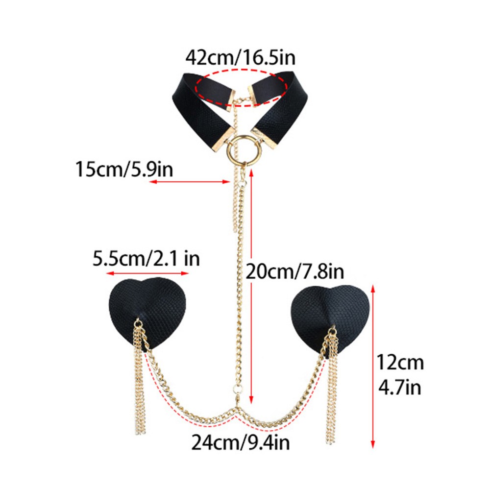 Sexy Metal Chain Linked Nipple Cover With Choker Nipple Pasties Reusable