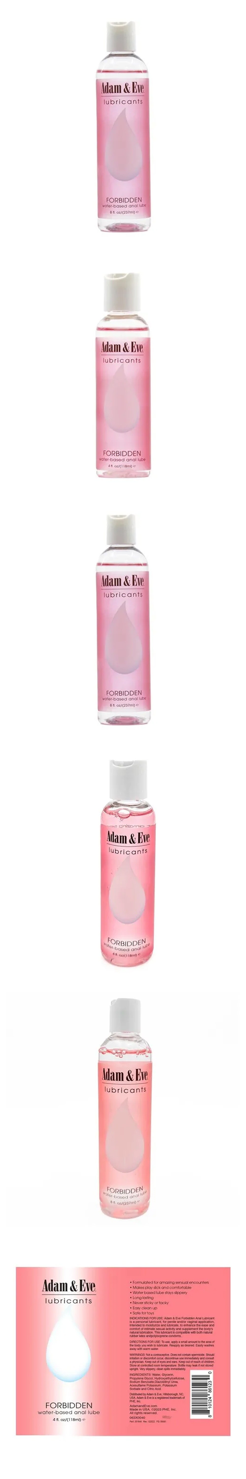 Adam & Eve Forbidden Water-Based Anal Lubricant 4 oz.