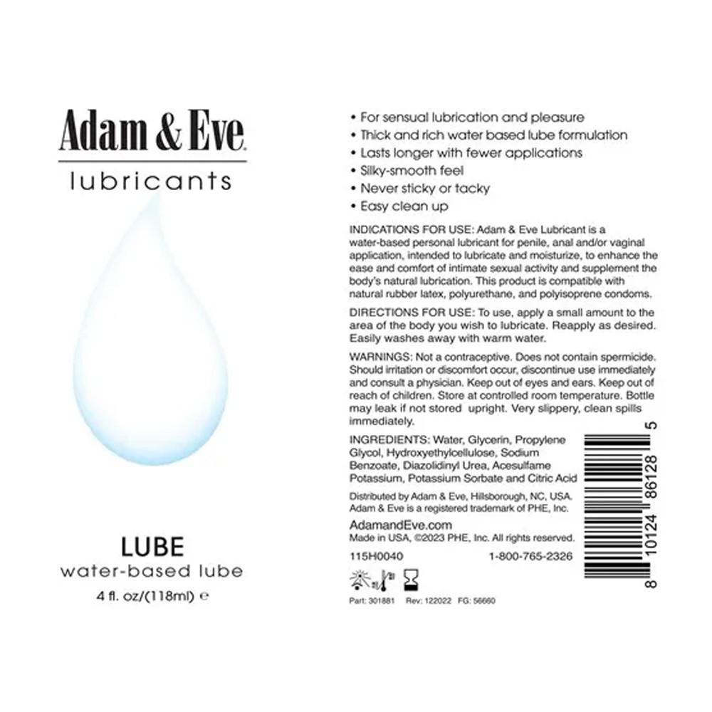 Adam & Eve Water-Based Lubricant 4 oz.