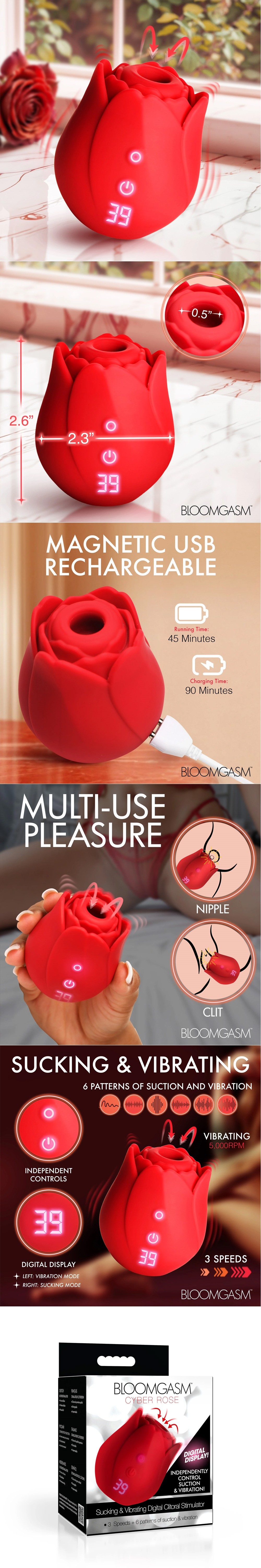 Cyber Rose Sucking & Vibrating Clit Vibrator with Digital Display