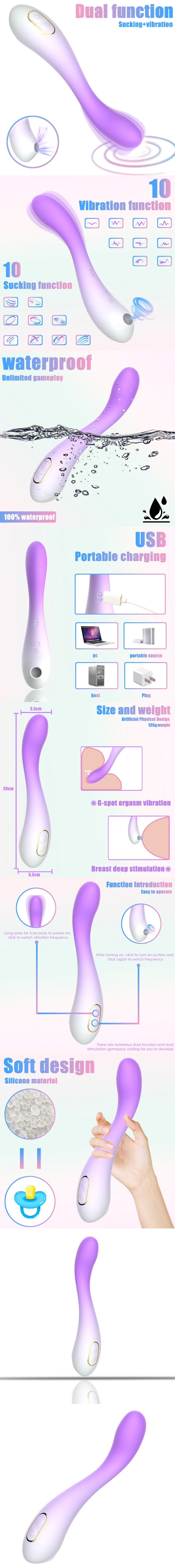 Double Head Vibrating G-spot & Sucking Clitoral Stimulator