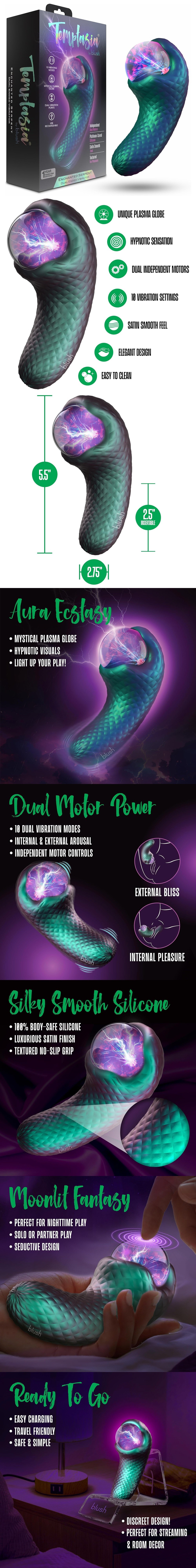 Temptasia Enchanted Pulse Vibrator With Mystical Plasma Globe