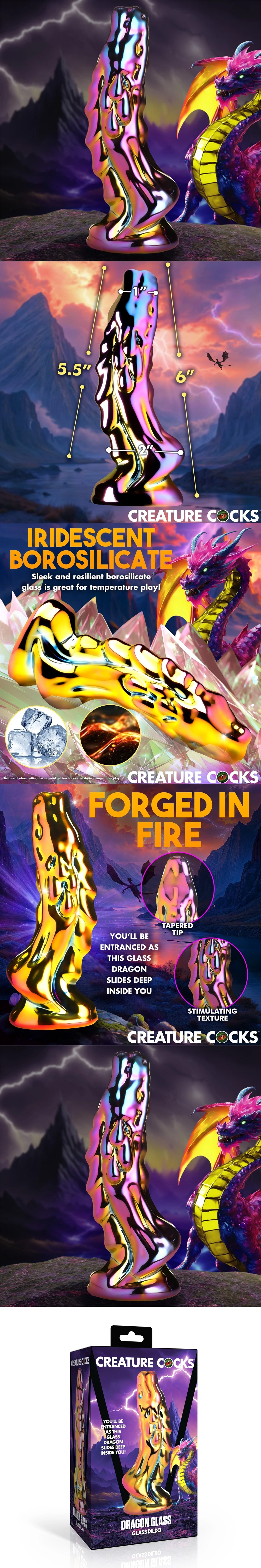 Creature Cocks Dragon Glass Fantasy Dildo