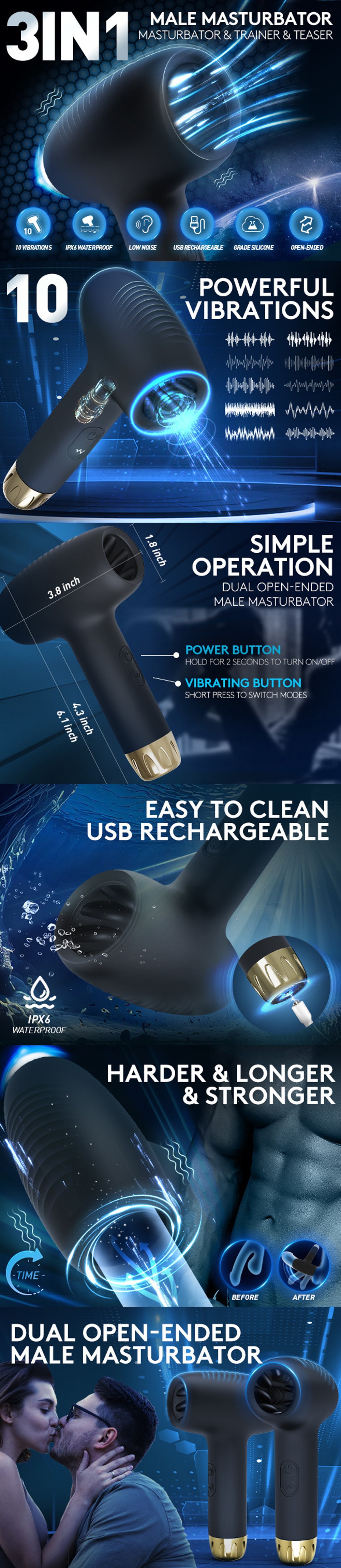 3 in 1 Dual Open Ended Male Masturbator Hair Dryer Penis Vibrator with App Control 3 in 1 Dual Open Ended Male Masturbator Hair Dryer Penis Vibrator with App Control