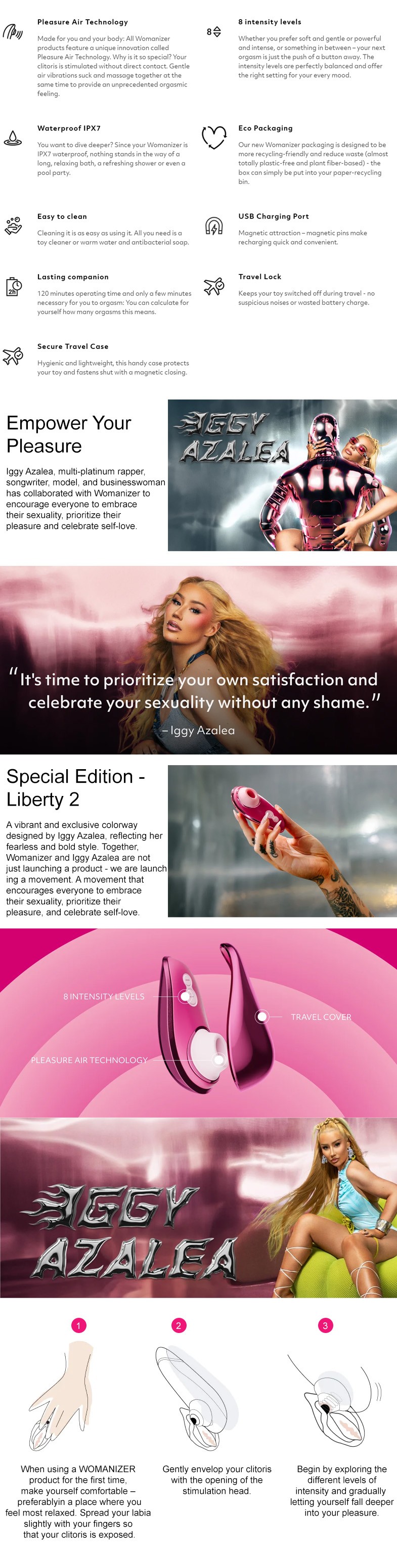 Womanizer Liberty 2 Iggy Azalea Pleasure Air Suction Vibrator Special Edition