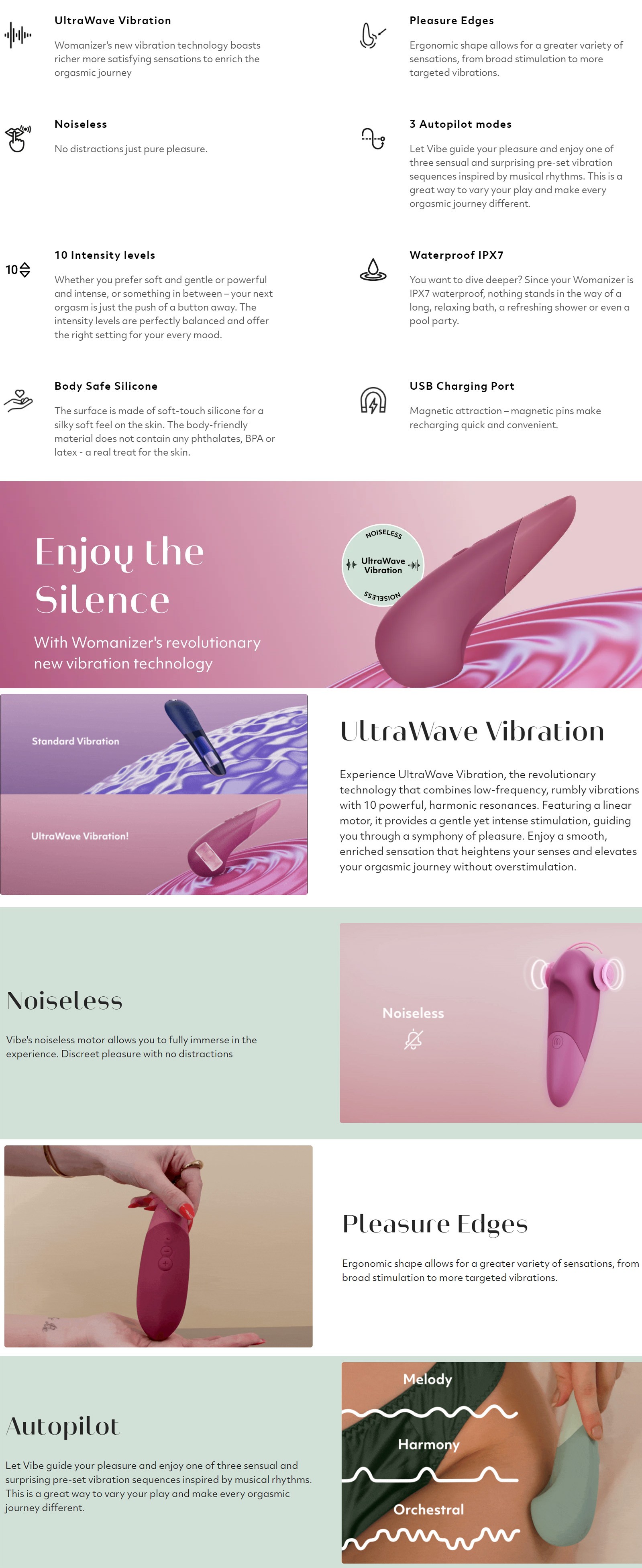 Womanizer Vibe World's First Silent Clitoral Stimulator with UltraWave Vibration