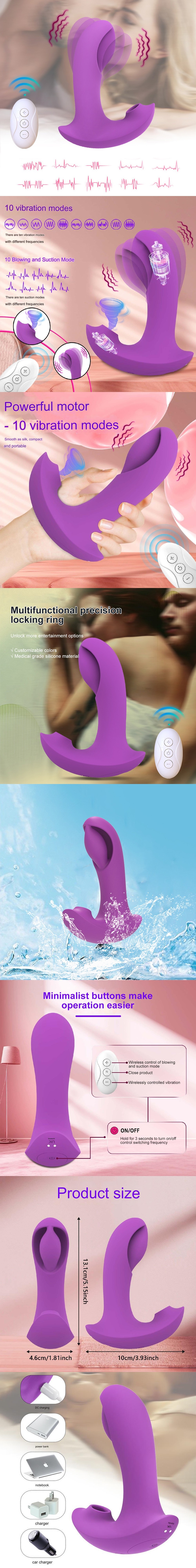 Wearable G-spot & Sucking Vibrator with Remote Control