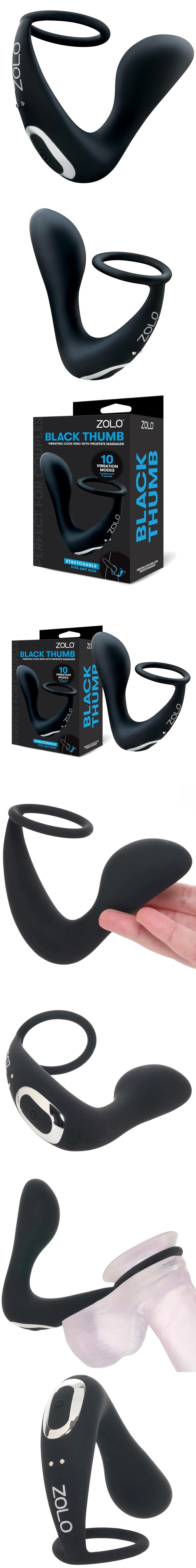 Black Thumb Vibrating C-Ring with Prostate Massager