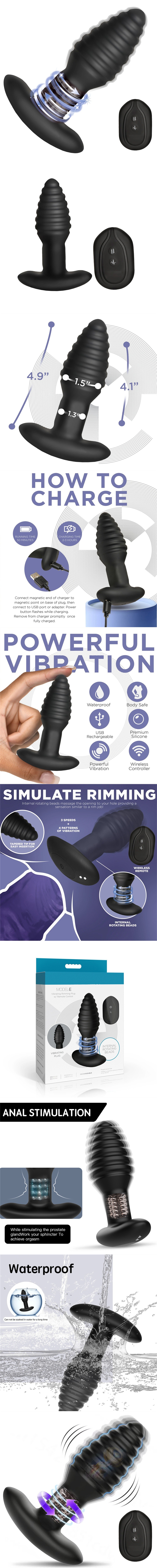 Anal Toy Model-E Vibrating Rimming Plug with Remote