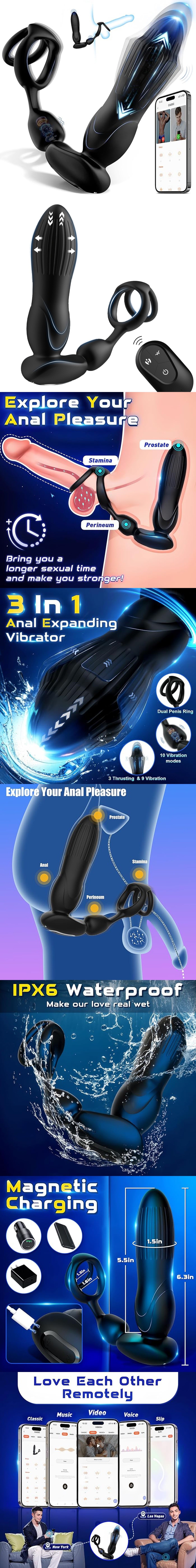 Thrusting Male Prostate Massager Vibrating Anal Vibrator