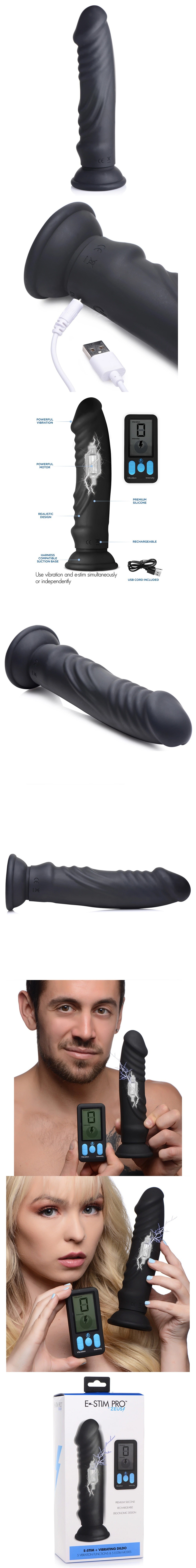 E-Stim Pro 5X Vibrating Dildo with Remote Control