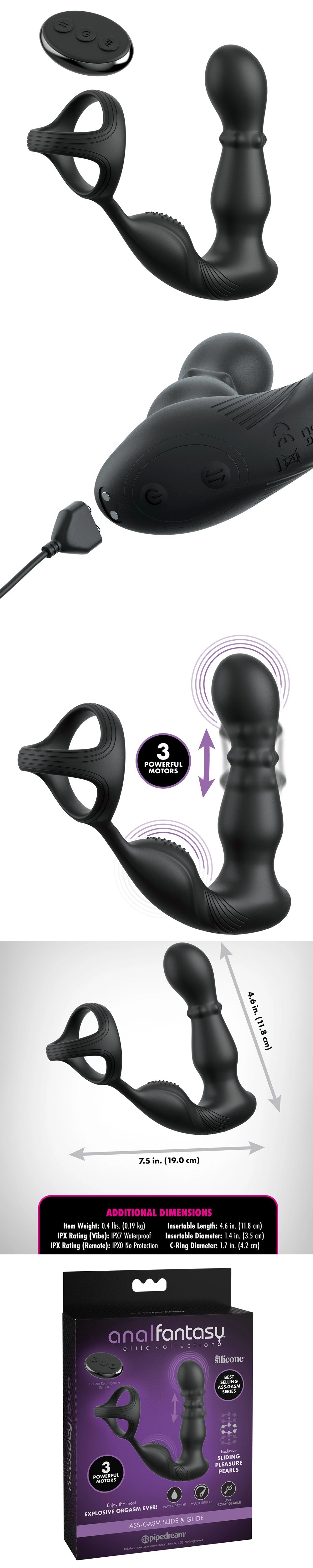 Pipedream Anal Fantasy Elite Ass-Gasm Slide Glide P-Spot Stimulator