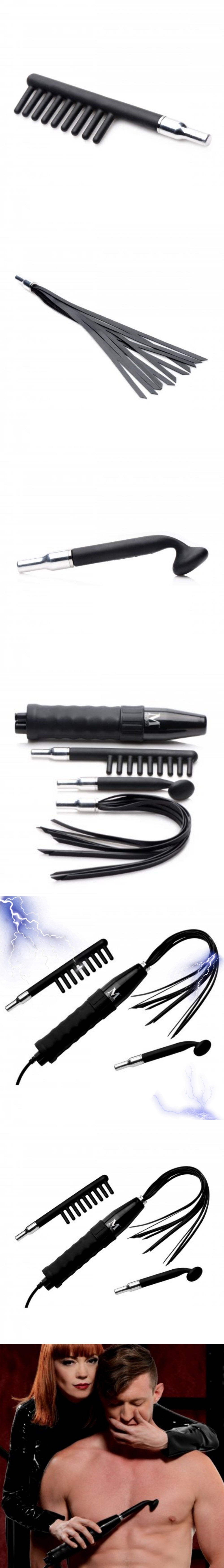 Deluxe Silicone eStim Wand Kit E-stim Crop for Sex Play